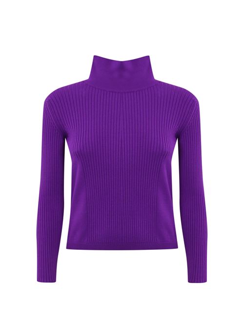 Maglia crop a costine in viscosa viola Liviana Conti | F4WF08I80-0